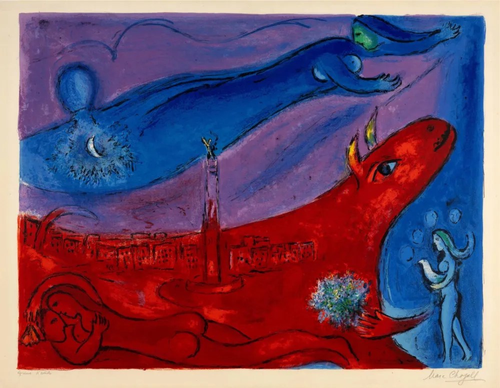 Litografia Chagall - La Bastille
