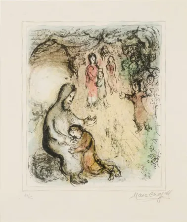 Litografia Chagall - La Bénédiction de Jacob