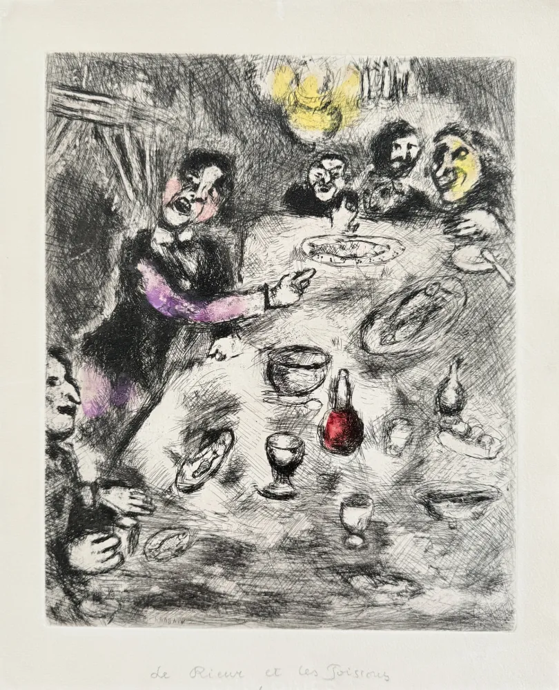 Acquaforte Chagall - La Rieur et Les Poissons