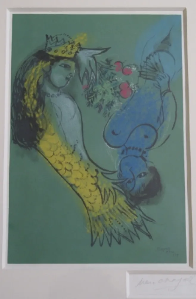 Incisione Su Legno Chagall - La Sirene