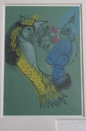 Incisione Su Legno Chagall - La Sirene