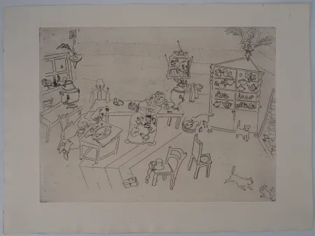 Incisione Chagall - La taverne russe (Repas dans le traktir)