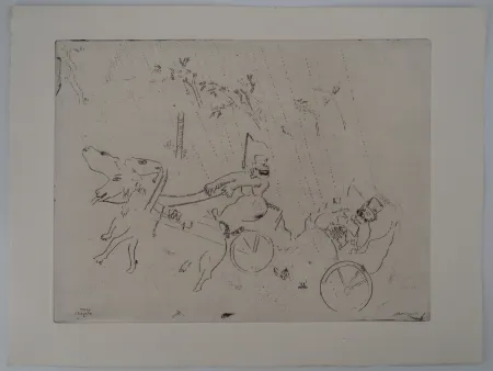 Incisione Chagall - L'accident de calèche (La britchka s'est renversée)