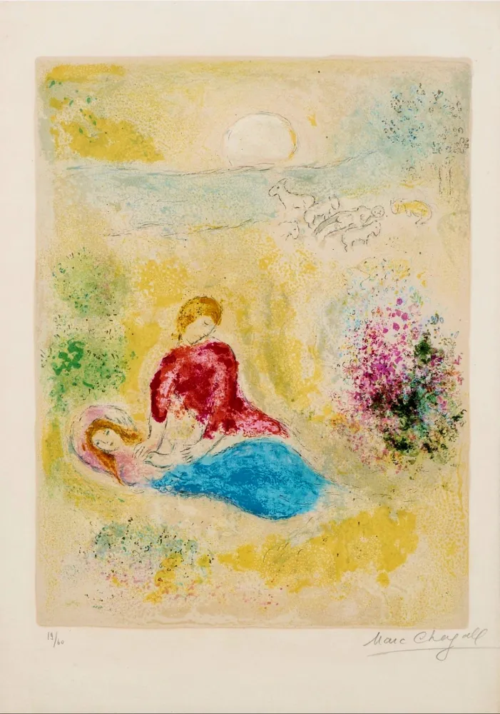 Litografia Chagall - L'arondelle - Signed Daphnis et Chloé