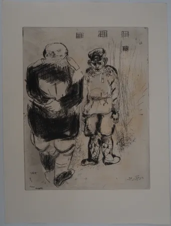 Incisione Chagall - L'arrestation (L'homme sans passeport devant le capitaine Ispravnik)