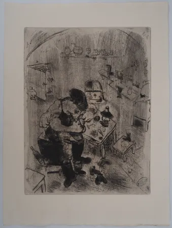 Incisione Chagall - L'atelier du fabricant de souliers (Maxime Téliatnikov, savetier)