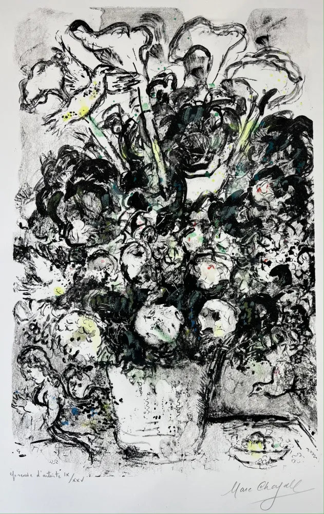 Litografia Chagall - LE BOUQUET BLANC
