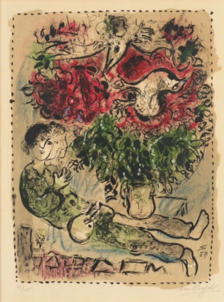 Litografia Chagall - Le Bouquet du Peintre (Mourlot 483)