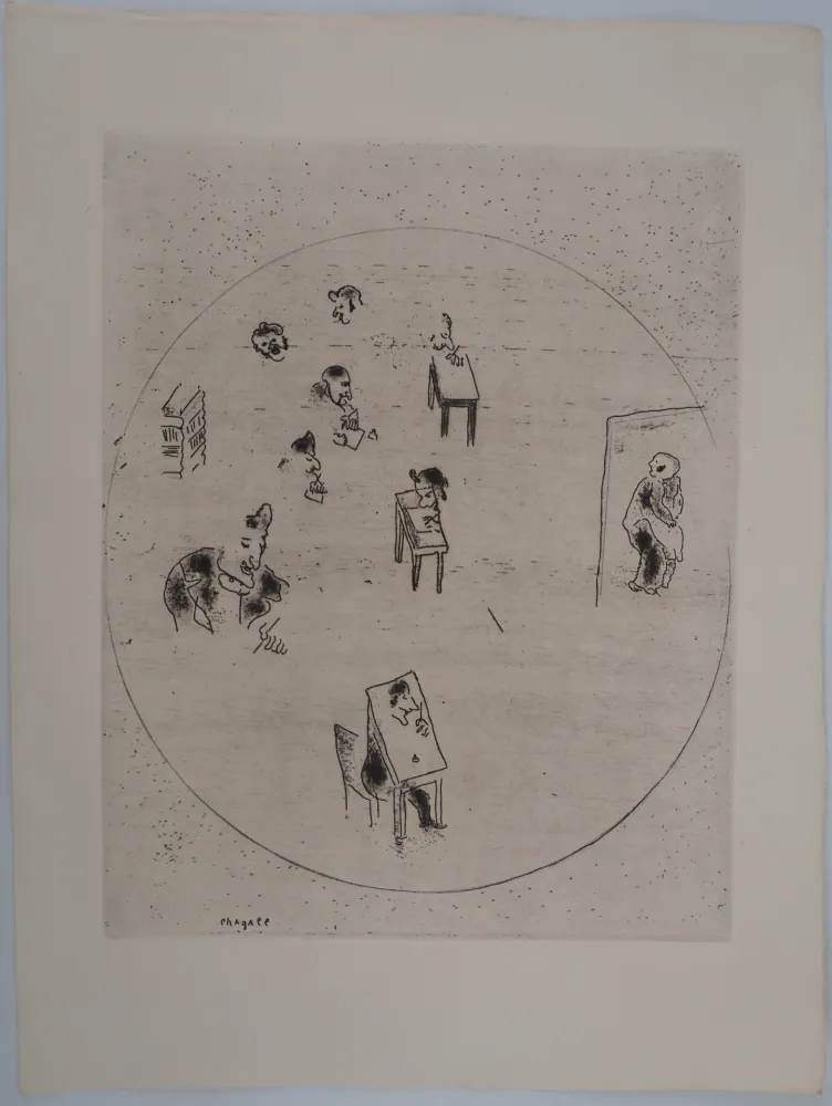 Incisione Chagall - Le bureau des contrats