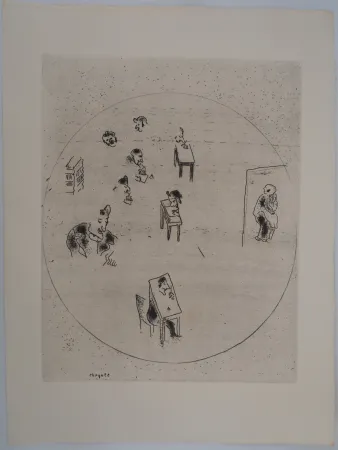 Incisione Chagall - Le bureau des contrats