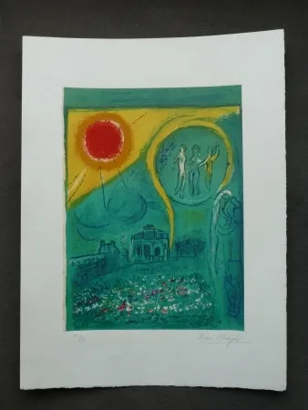 Litografia Chagall - Le Carrousel du Louvre , 1954