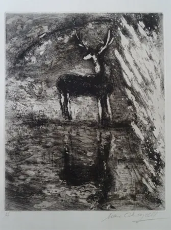 Acquaforte Chagall - Le Cerf se voyant dans l'Eau