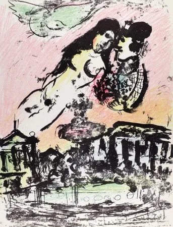 Litografia Chagall - Le ciel amoureux 1963