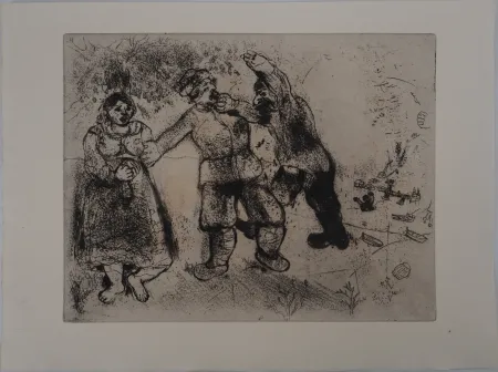 Incisione Chagall - Le conflit (Grigori va-toujours-et-tu-n'arriveras-pas)