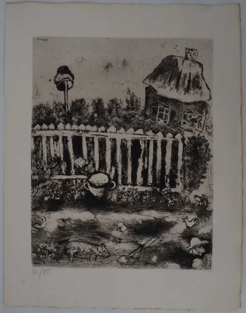 Incisione Chagall - Le Pot de terre et le Pot de fer