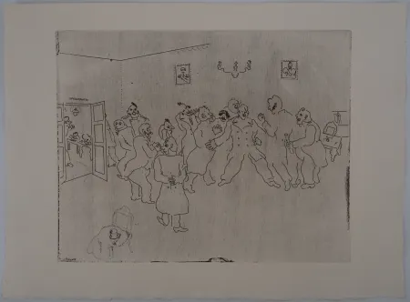 Incisione Chagall - Le rendez-vous des hommes (Les témoins)