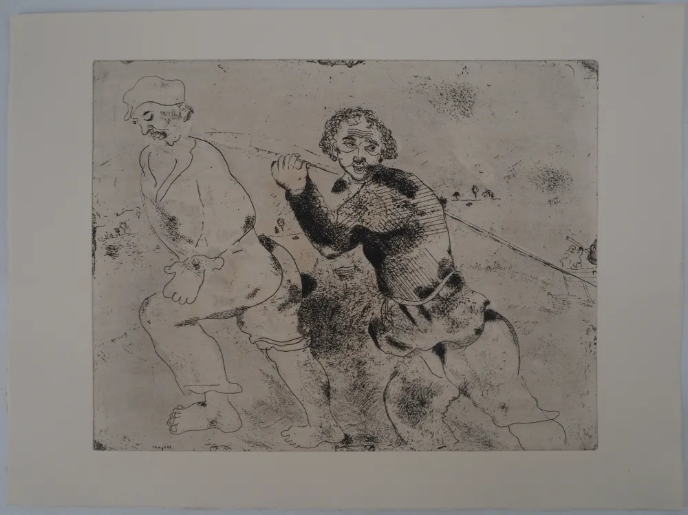 Incisione Chagall - Le retour de pêche (Les haleurs)