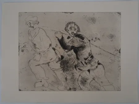 Incisione Chagall - Le retour de pêche (Les haleurs)