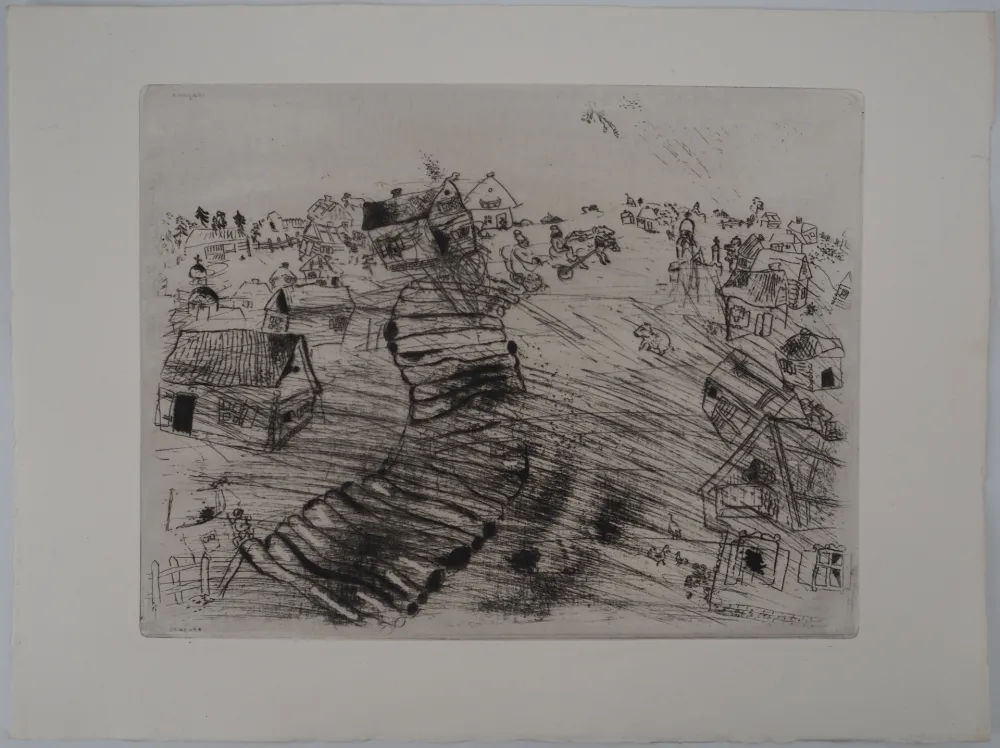Incisione Chagall - Le village de Pliouchkine