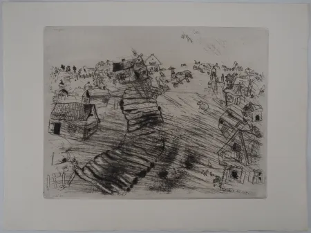 Incisione Chagall - Le village de Pliouchkine