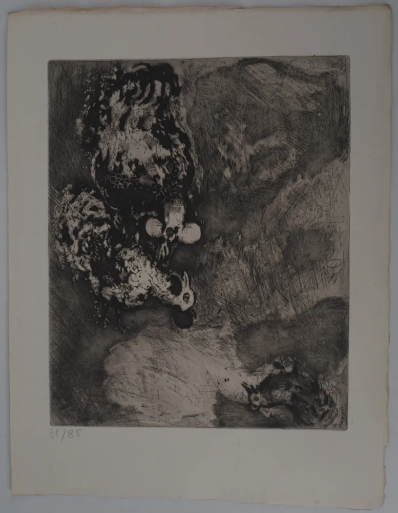 Incisione Chagall - Les deux coqs