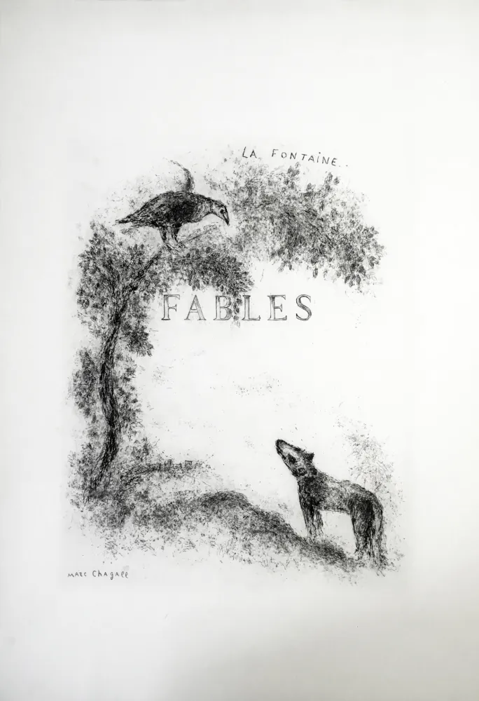 Acquaforte Chagall - LES FABLES DE LA FONTAINE (Couverture gravée du tome 1). 1952