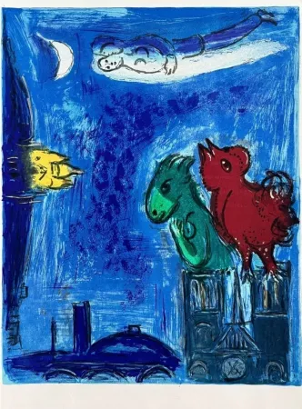 Litografia Chagall - Les Monstres de Notre-Dame