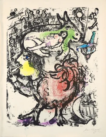 Litografia Chagall - Marc Chagall (1887-1985) - Circus Pirouette - Color lithograph on Arches paper - 1961