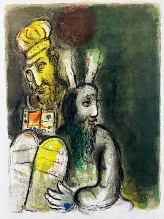 Litografia Chagall - Moreover they made garments of ministration to minister in the Sanctuarie; they made also the holy garments for Aaron, as the Lorde had commanded Moses