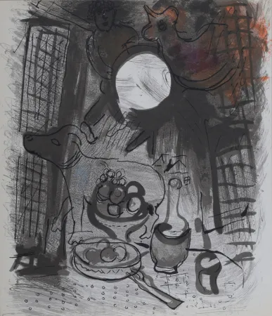 Litografia Chagall - Nature morte brun