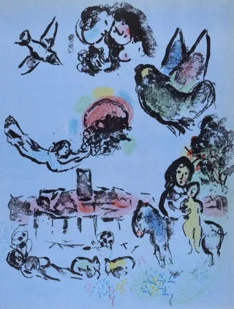 Litografia Chagall - Nocturne in Vence 1963 