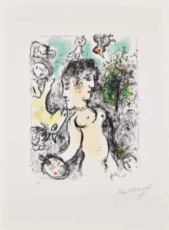 Litografia Chagall - Nu au visage double (Nude with a Double Face) (M. 1013)
