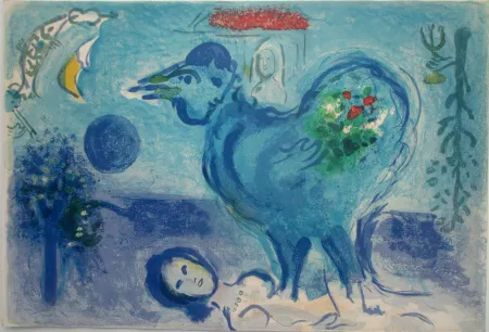 Litografia Chagall - Paysage au Coq