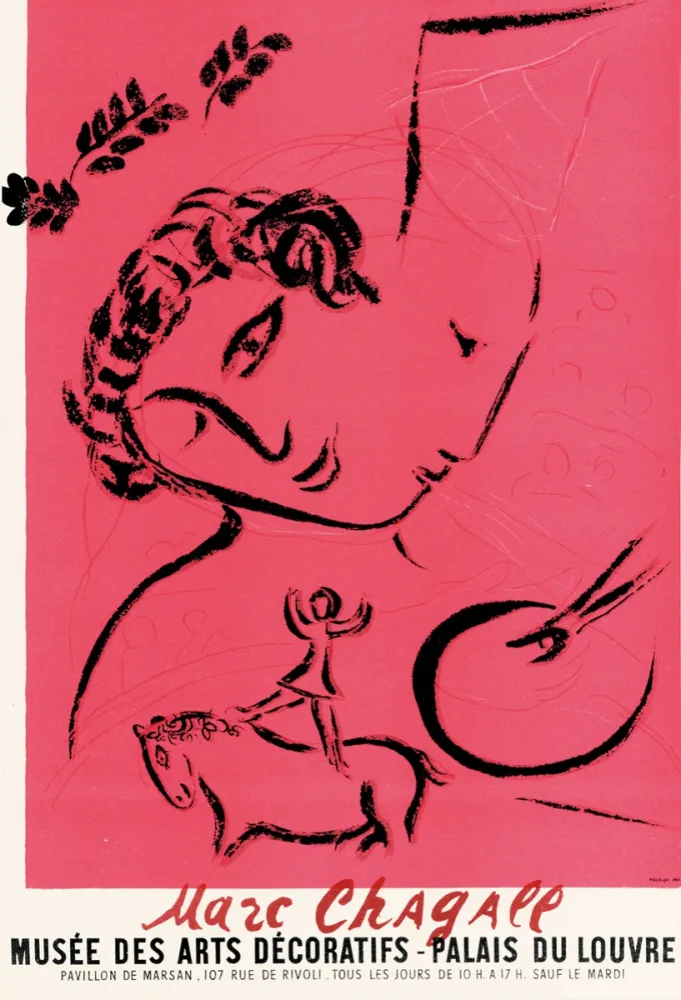 Litografia Chagall - Peintre en rose