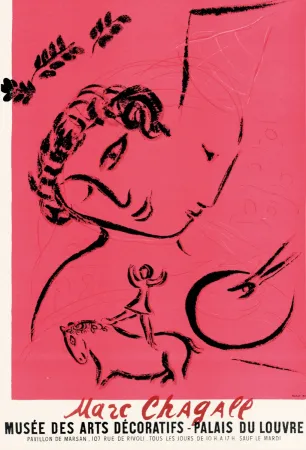 Litografia Chagall - Peintre en rose