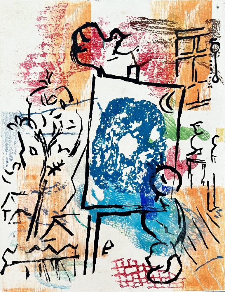 Incisione Su Legno Chagall - Poèmes, Planche II (trial proof)