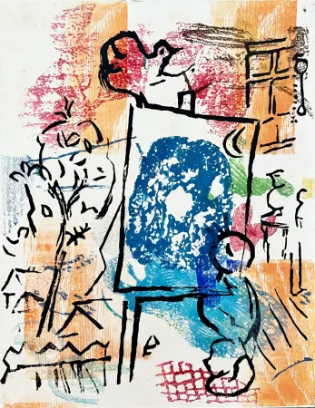 Incisione Su Legno Chagall - Poèmes, Planche II (trial proof)