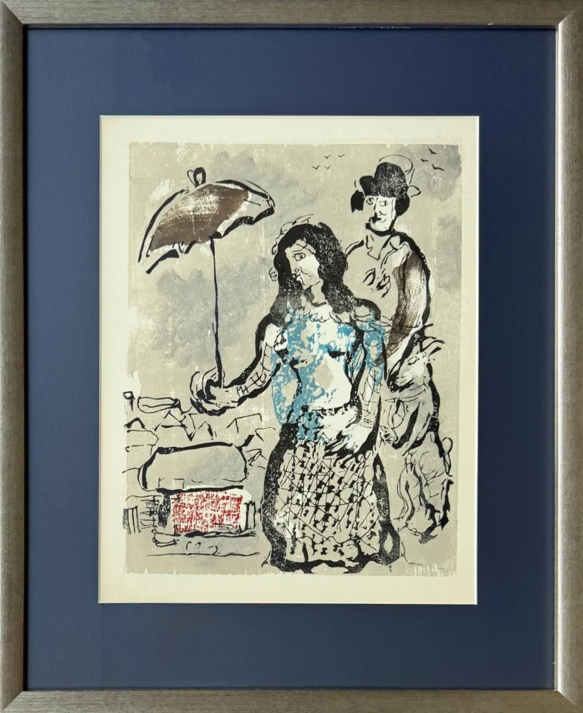 Incisione Su Legno Chagall - Poèmes, Planche IV