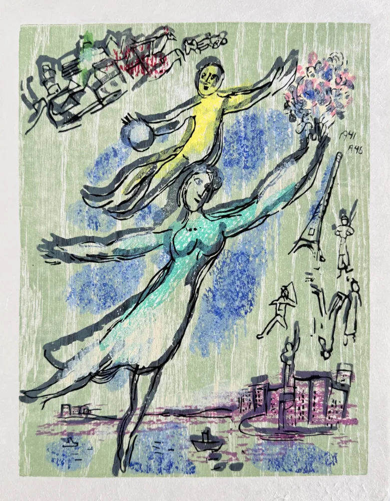 Incisione Su Legno Chagall - Poèmes, Planche IX