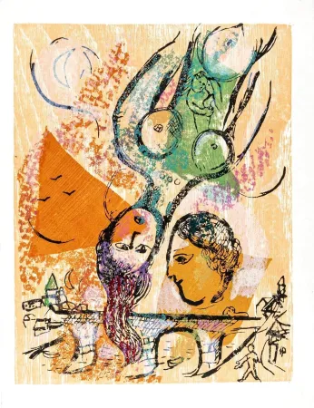 Incisione Su Legno Chagall - Poèmes, Planche XXIV