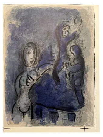 Litografia Chagall - RAHAB ET LES ESPIONS DE JÉRICHO (Dessins pour la Bible, 1960)