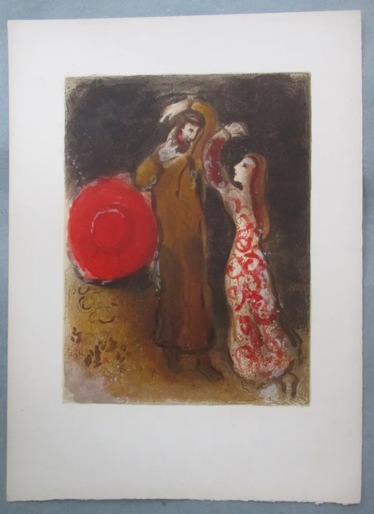 Litografia Chagall - Rencontre de Ruth et de Booz, Meeting of Ruth and Boaz