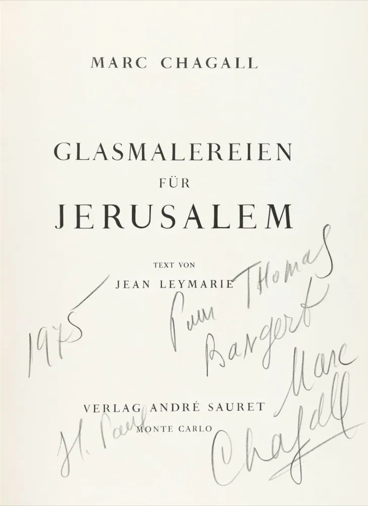 Libro Illustrato Chagall - Signed & dedicated - Stained glass for Jerusalem 