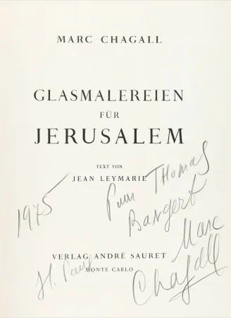 Libro Illustrato Chagall - Signed & dedicated - Stained glass for Jerusalem 