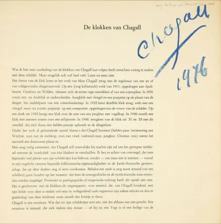 Libro Illustrato Chagall - Signed - Der Klokken Van Chagall