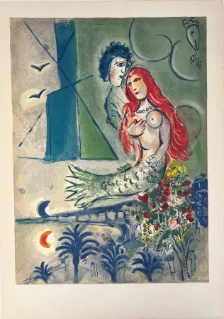 Litografia Chagall - Sirène au Poète (Sirene with Poet)