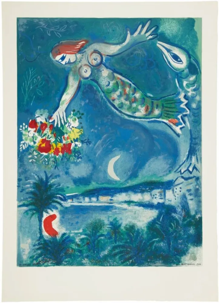 Litografia Chagall - Sirène et Poisson (Sirene and Fish)