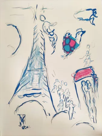 Litografia Chagall - Sketch for the Angel of Mozart