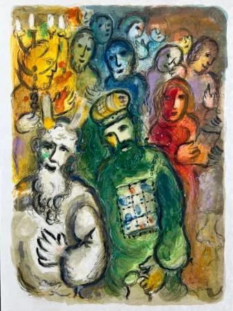 Litografia Chagall - So went Moses and Aaron, and gathered all the Elders of the children of Israel