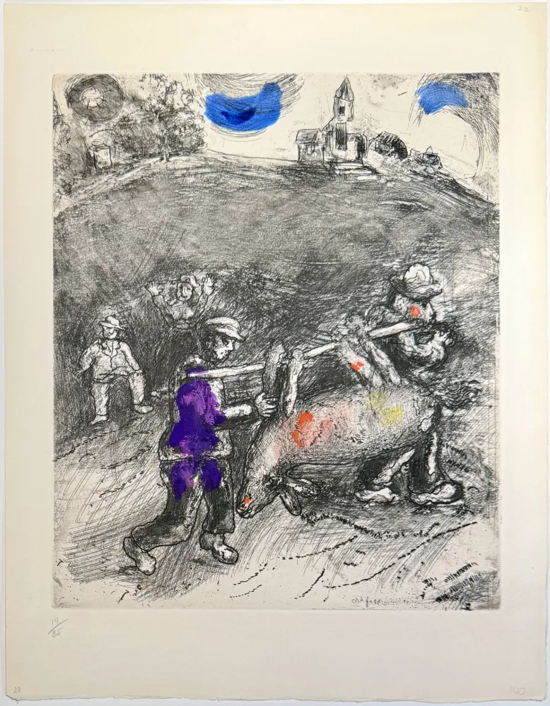 Acquaforte Chagall - The Miller, His Son, and the Donkey